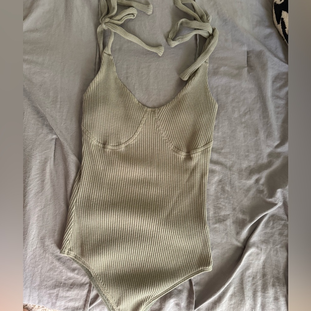 Green Tie Strap Bodysuit